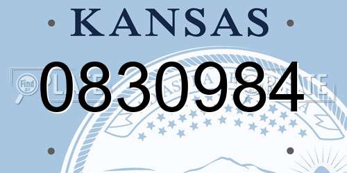 0830984 Kansas License Plate