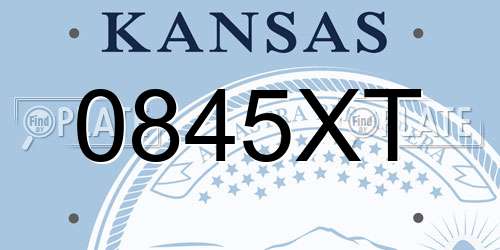 0845XT Kansas License Plate
