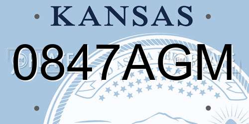 0847AGM Kansas License Plate