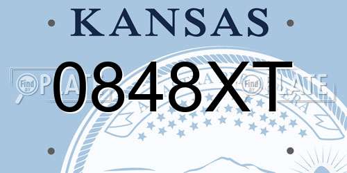 0848XT Kansas License Plate