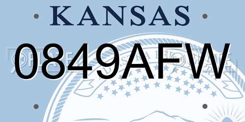 0849AFW Kansas License Plate
