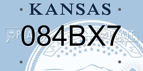 084BX7 Kansas License Plate