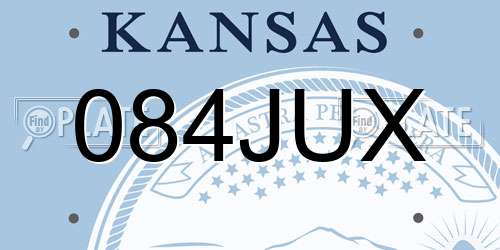 084JUX Kansas License Plate