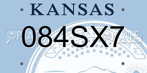 084SX7 Kansas License Plate