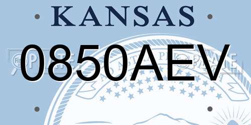 0850AEV Kansas License Plate