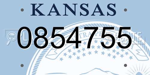 0854755 Kansas License Plate