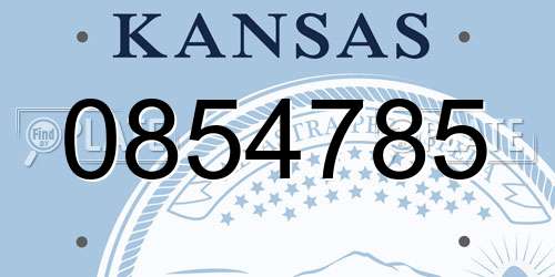 0854785 Kansas License Plate