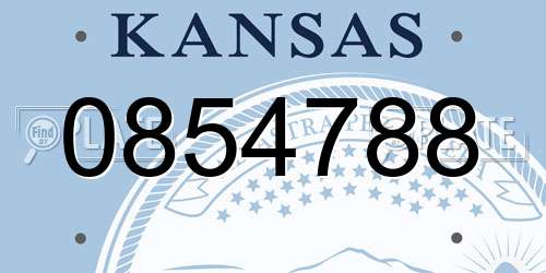 0854788 Kansas License Plate