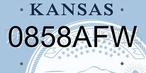 0858AFW Kansas License Plate