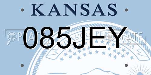 085JEY Kansas License Plate