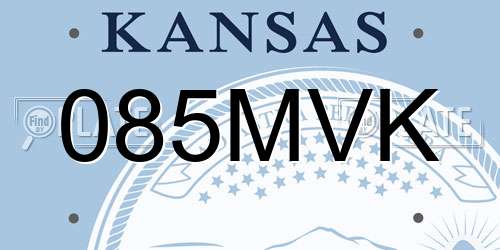 085MVK Kansas License Plate
