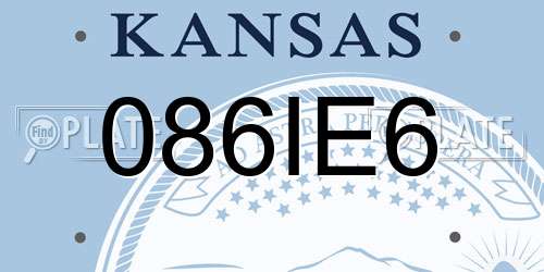 086IE6 Kansas License Plate
