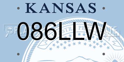 086LLW Kansas License Plate
