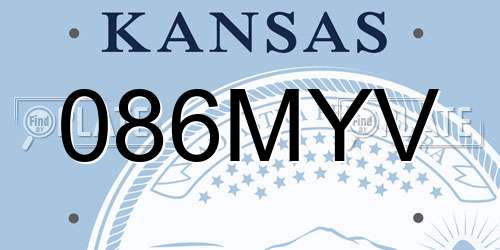 086MYV Kansas License Plate