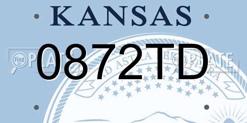 0872TD Kansas License Plate