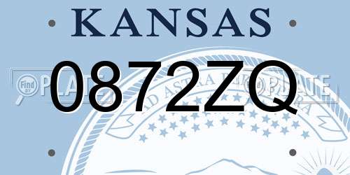0872ZQ Kansas License Plate
