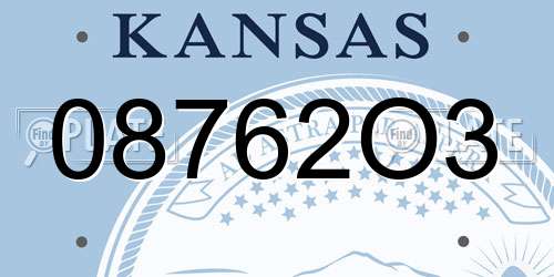 08762O3 Kansas License Plate