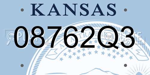 08762Q3 Kansas License Plate
