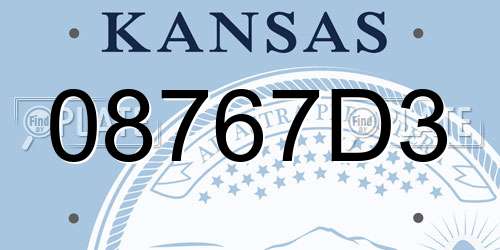 08767D3 Kansas License Plate