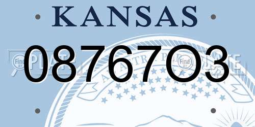 08767O3 Kansas License Plate