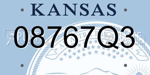 08767Q3 Kansas License Plate