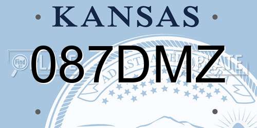 087DMZ Kansas License Plate