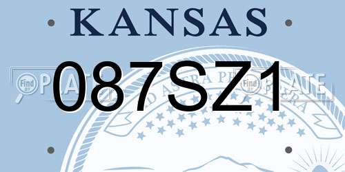 087SZ1 Kansas License Plate