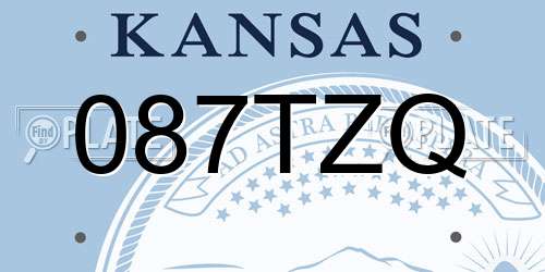 087TZQ Kansas License Plate