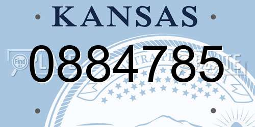 0884785 Kansas License Plate