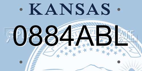 0884ABL Kansas License Plate