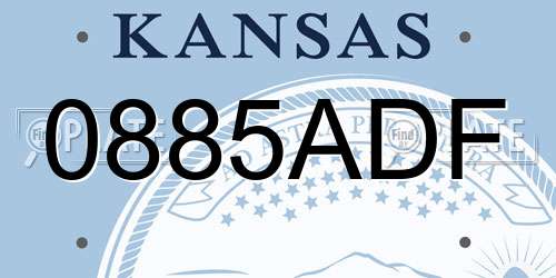 0885ADF Kansas License Plate
