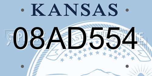 08AD554 Kansas License Plate