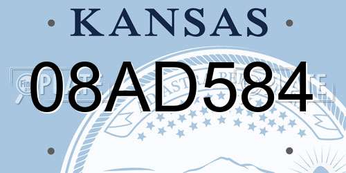 08AD584 Kansas License Plate