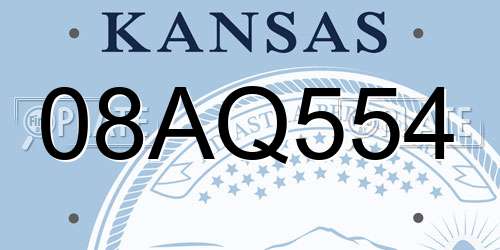 08AQ554 Kansas License Plate