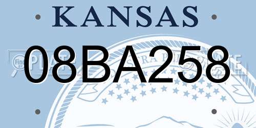 08BA258 Kansas License Plate