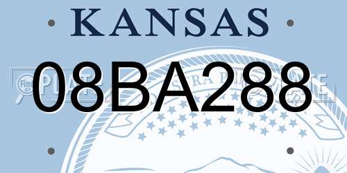 08BA288 Kansas License Plate