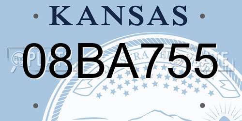 08BA755 Kansas License Plate
