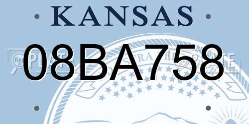 08BA758 Kansas License Plate