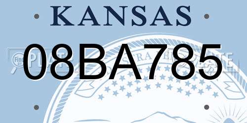 08BA785 Kansas License Plate