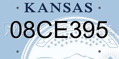 08CE395 Kansas License Plate