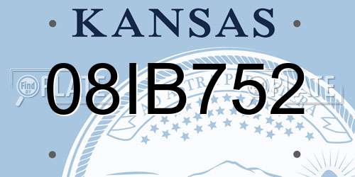 08IB752 Kansas License Plate