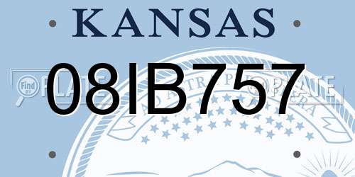 08IB757 Kansas License Plate