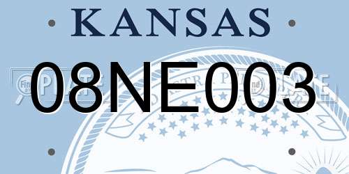 08NE003 Kansas License Plate