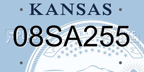 08SA255 Kansas License Plate