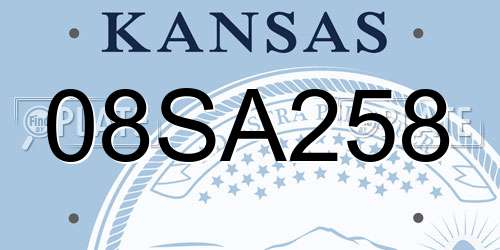 08SA258 Kansas License Plate