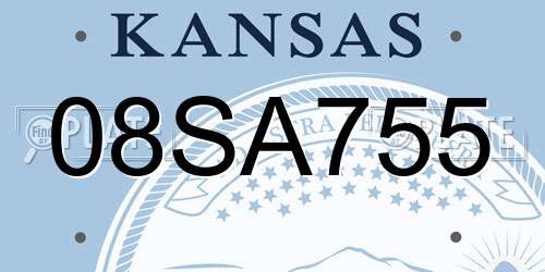 08SA755 Kansas License Plate