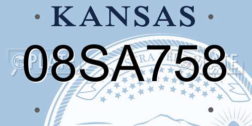 08SA758 Kansas License Plate