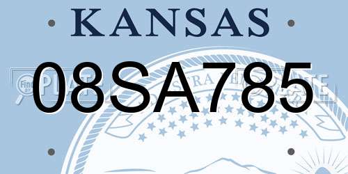 08SA785 Kansas License Plate