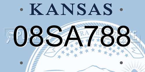 08SA788 Kansas License Plate