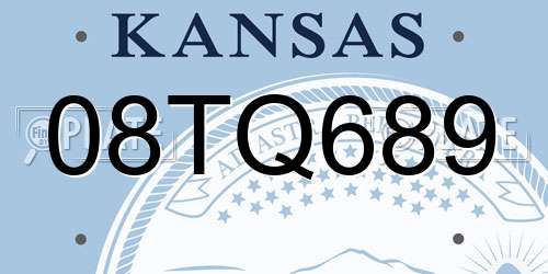 08TQ689 Kansas License Plate